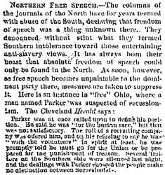 “Northern Free Speech,” Savannah (GA) News, May 1, 1861