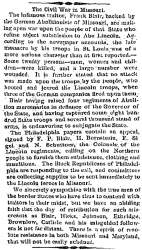 “The Civil War in Missouri,” Savannah (GA) News, May 17, 1861