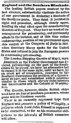 “England and the Southern Blockade,” Boston (MA) Herald, May 18, 1861