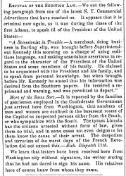 “Revival of the Sedition Law,” Fayetteville (NC) Observer, June 13, 1861