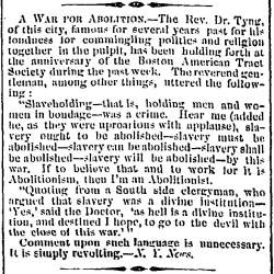 “A War For Abolition,” Charleston (SC) Mercury, June 18, 1861