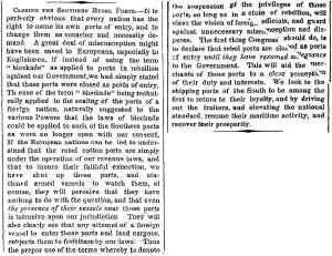 “Closing the Southern Ports,” New York Times, June 30, 1861