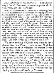 “More Stealing in Pennsylvania,” Fayetteville (NC) Observer, July 1, 1861