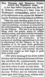 “The Threats and Pressure Under which the President Acts,” Newark (OH) Advocate, July 12, 1861