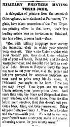 “Military Printers Having Their Joke,” Cleveland (OH) Herald, July 15, 1861