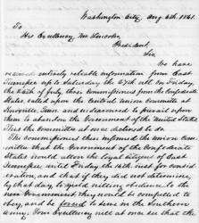 Andrew Johnson and William B. Carter to Abraham Lincoln, August 6, 1861 (Page 1)