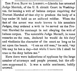“The Final Blow to Liberty,” Fayetteville (NC) Observer, October 31, 1861