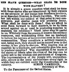 “The Slave Question,” New York Times, December 4, 1861
