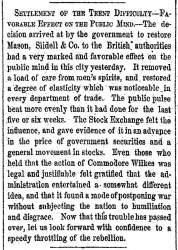 "Settlement of the Trent Difficulty," New York Herald, December 29, 1861