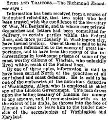 “Spies and Traitors,” Charleston (SC) Mercury, February 15, 1862