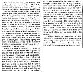 “The Military and the Civil Power,” New York Times, June 13, 1863