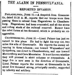 “The Alarm in Pennsylvania,” Washington (DC) National Intelligencer, June 16, 1863