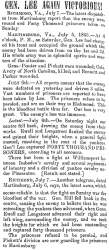 “Gen. Lee Again Victorious!,” Fayetteville (NC) Observer, July 9, 1863