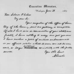 Abraham Lincoln to Salmon P. Chase, June 30, 1864 (Page 1)