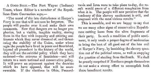“A Good Sign,” Fayetteville (NC) Observer, November 3, 1859