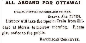 "All Aboard For Ottawa!," Chicago (IL) Press and Tribune, August 21, 1858