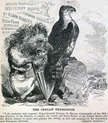 "The Fenian Expedition," cartoon, Harper's Weekly Magazine, June 23, 1866.