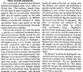 “The Alton Debate,” Chicago (IL) Press and Tribune, October 18, 1858