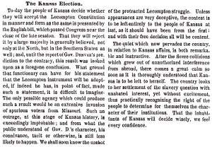 “The Kansas Election,” New York Times, August 2, 1858