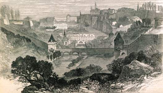 City and Fort of Luxembourg, April 1867, artist's impression.