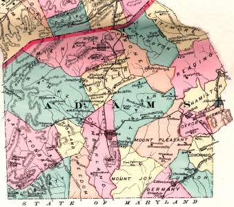 Adams County, Pennsylvania, circa 1886, zoomable map