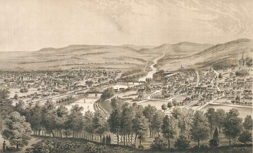 Bethlehem, Pennsylvania, 1877, bird's-eye view, zoomable image