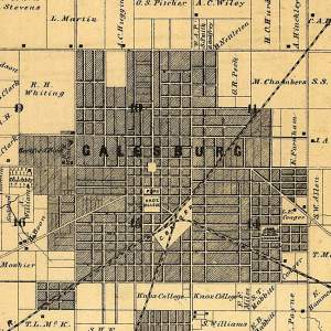 Galesburg, Illinois, 1861, city map