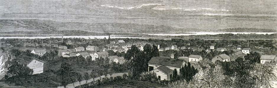 Ithaca, New York, June 1866, artist's impression, zoomable image