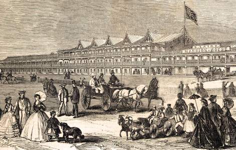Mansion House Hotel, Long Branch, New Jersey, summer 1863, artist's impression, detail