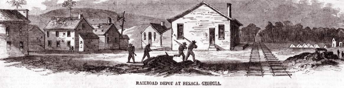 Resaca, Georgia, railroad depot, May 1864, artist's sketch