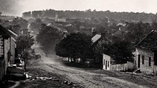 Sharpsburg, Maryland, circa October 1862, central street, zoomable image
