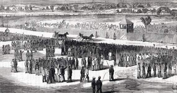 Fashion Race Course, Long Island, New York, May 30, 1865, artist's impression, detail