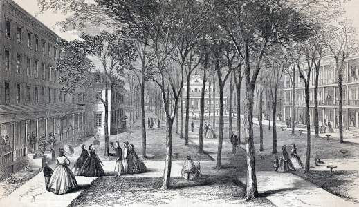 Grounds of the Union Hotel, Saratoga, June 1865, artist's impression