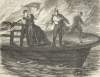 Passengers abandon the burning ferry "Idaho" in New York's East River, November 26, 1866, artist's impression.