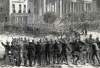 Freedmens' procession clashes with white rioters during the New Orleans Riot, July 30, 1866, artist's impression, detail.