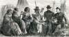Arapaho leaders and U.S. Army officers smoking together, Kansas, June 1867, artist's impression.