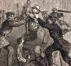 Police arresting draft rioters, New York City, July, 1863, artist's impression, detail