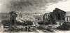 Ruins of Railroad Buildings following explosion, Aspinwall, Panama, April 3, 1866, artist's impression
