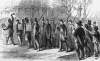 Parading Union Army "Bounty Jumpers," Indianapolis, Indiana, November, 1864, artist's impression, zoomable image