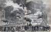Barnum's Museum ablaze, July 13, 1865, artist's impression, zoomable image