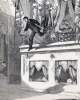 John Wilkes Booth leaping to the stage, Ford's Theater, Washington, DC, April 14, 1865, artist's impression, detail