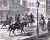 Union cavalry patrol New York City during the resumption of the Draft there, August 19, 1863, artist's impression, detail