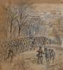 "Victorious Advance of Genl. Sykes (regulars) May 1st," Chancellorsville, May 1, 1862, artist's impression, detail