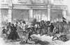 Distribution Center, supplies for Soldiers' Thanksgiving, New York City, November 1864, artist's impression, zoomable image
