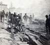 Union troops destroying railroad track, Atlanta, Georgia, November 1864