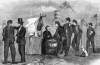 Soldiers casting their ballots on Election Day, Army of the Potomac, November 8, 1864, artist's impression, zoomable image