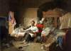 Abraham Lincoln writing the Emancipation Proclamation, artist's impression, zoomable image