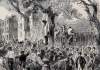 Lynching of African-American during the New York City Riots, July 1863, British artist's impression, zoomable image, detail