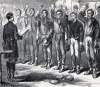 Confederate prisoners taking the oath of allegiance to the Union, Virginia, September, 1864, artist's impression, detail