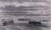 U.S. Navy picket boats in Charleston Harbor near Fort Sumter, August 1863, artist's impression
